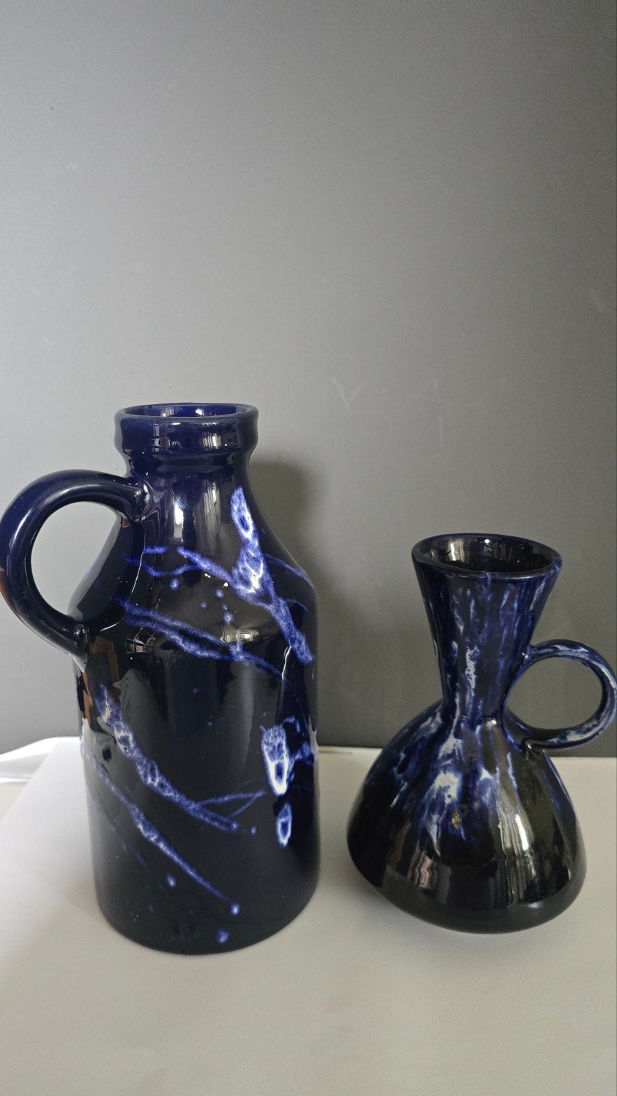 Vintage Mid Century Vaas Scheurich blauw, Ophalen of Verzenden
