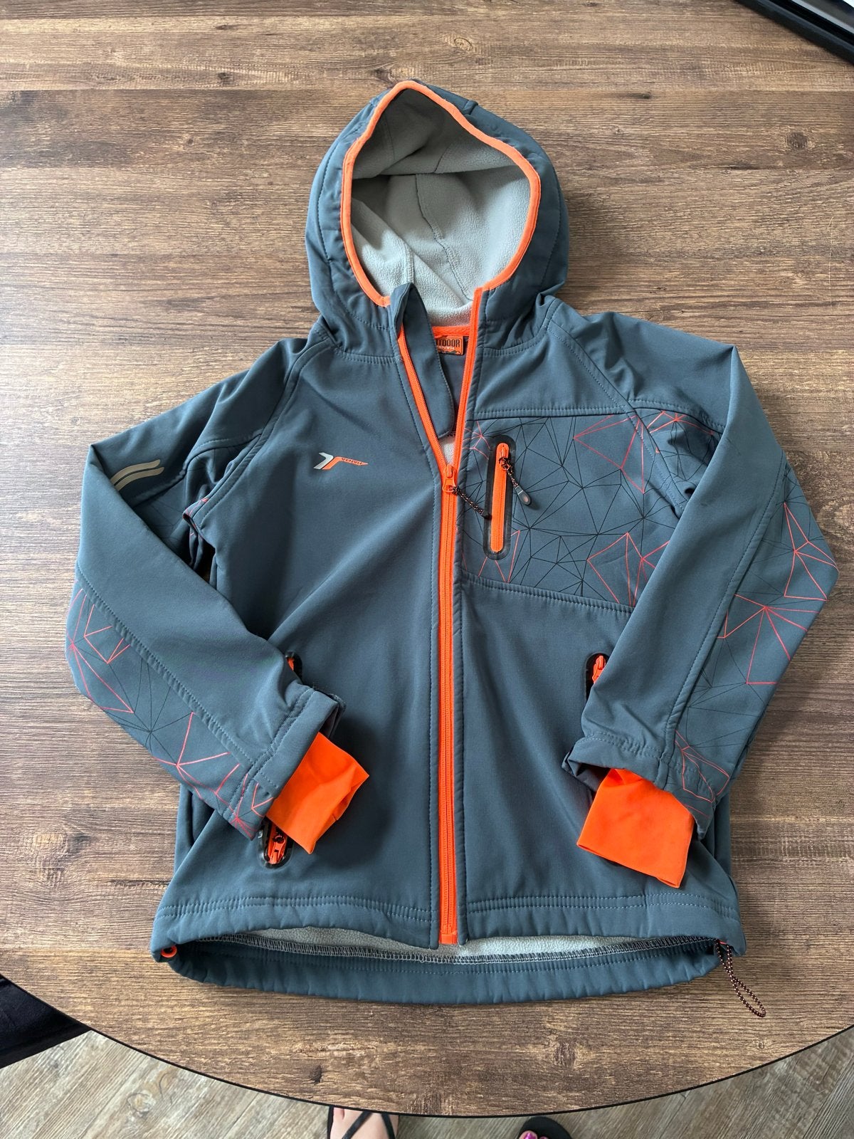 Softshell jas met capuchon - Grijs/Oranje, Ophalen of Verzenden