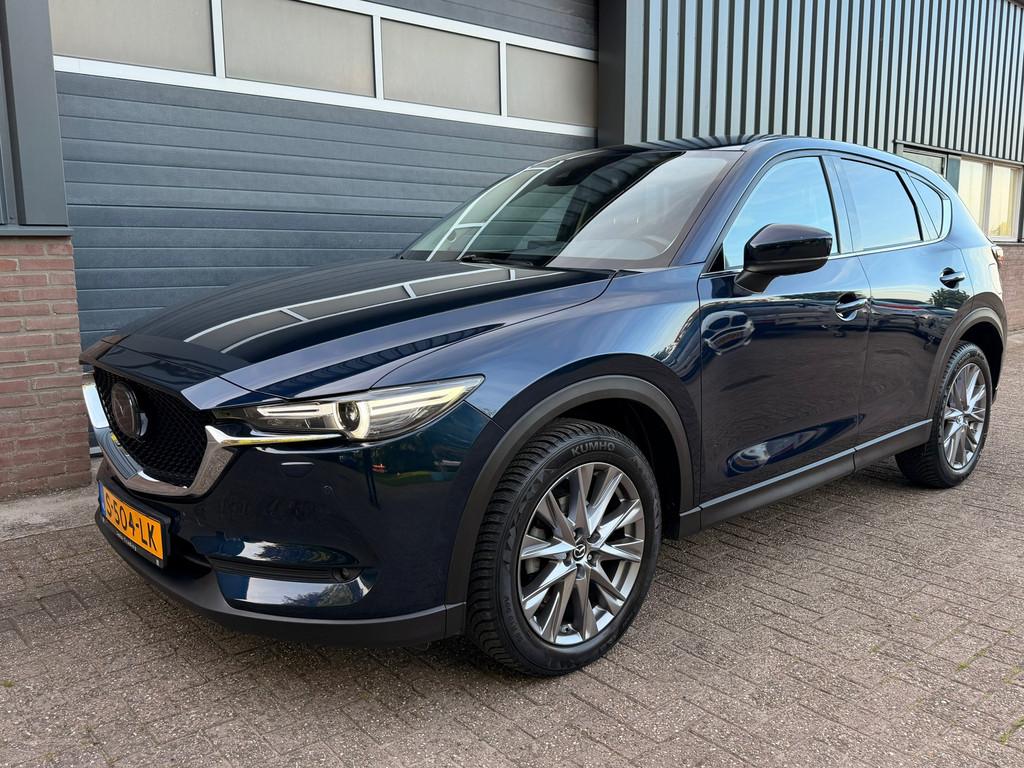 Mazda CX-5 2.5 SkyActiv-G 195PK Luxury trekhaak, leder, 360, Auto's, Mazda, 4 cilinders, 2000 kg, Blauw, Leder