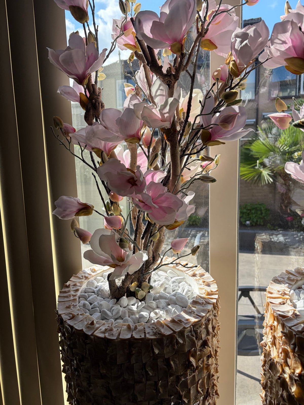 Luxe vaas met kunstbloemen - Magnoliabloesem, Ophalen