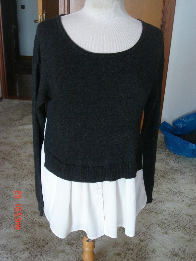 Twin-Set trui/blouse - maat M grijs/wit, Maat 38/40 (M), Ophalen of Verzenden, Twin-Set, Grijs