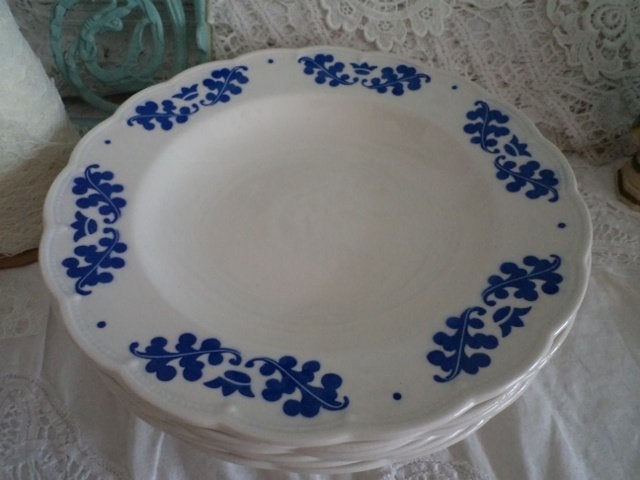 6 diepe borden blauw eikenblad Coronation Boch la Louviere, Antiek en Kunst, Antiek | Servies los, Ophalen of Verzenden