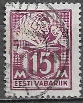 ESTLAND 15 M zegel Smid bij aambeeld 1925, Verzenden, Overige landen, Gestempeld