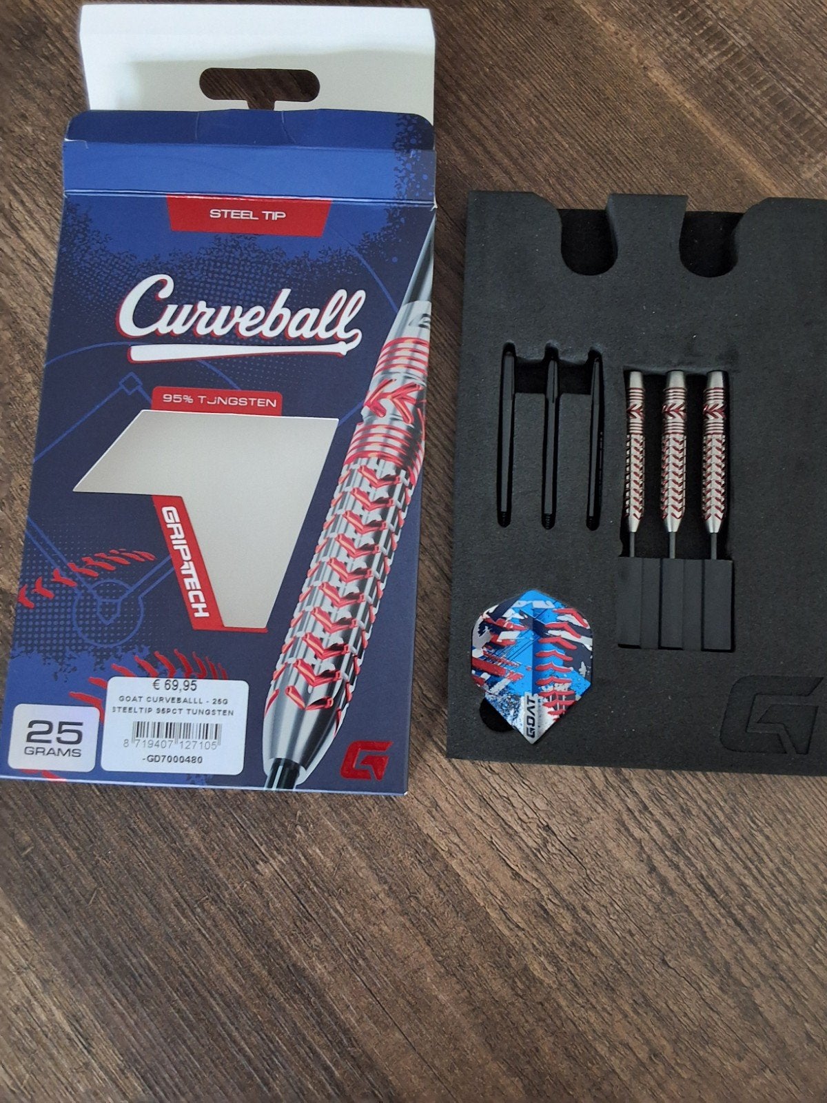 GOAT Curveball 25g Steeltip Darts - 95% Tungsten, Ophalen of Verzenden, Nieuw, Pijlen, Soft tip