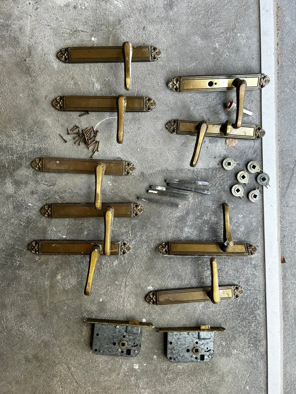 Antiek messing deurbeslag, Doe-het-zelf en Verbouw, Hang- en Sluitwerk, Ophalen of Verzenden, Zo goed als nieuw, Koper of Messing