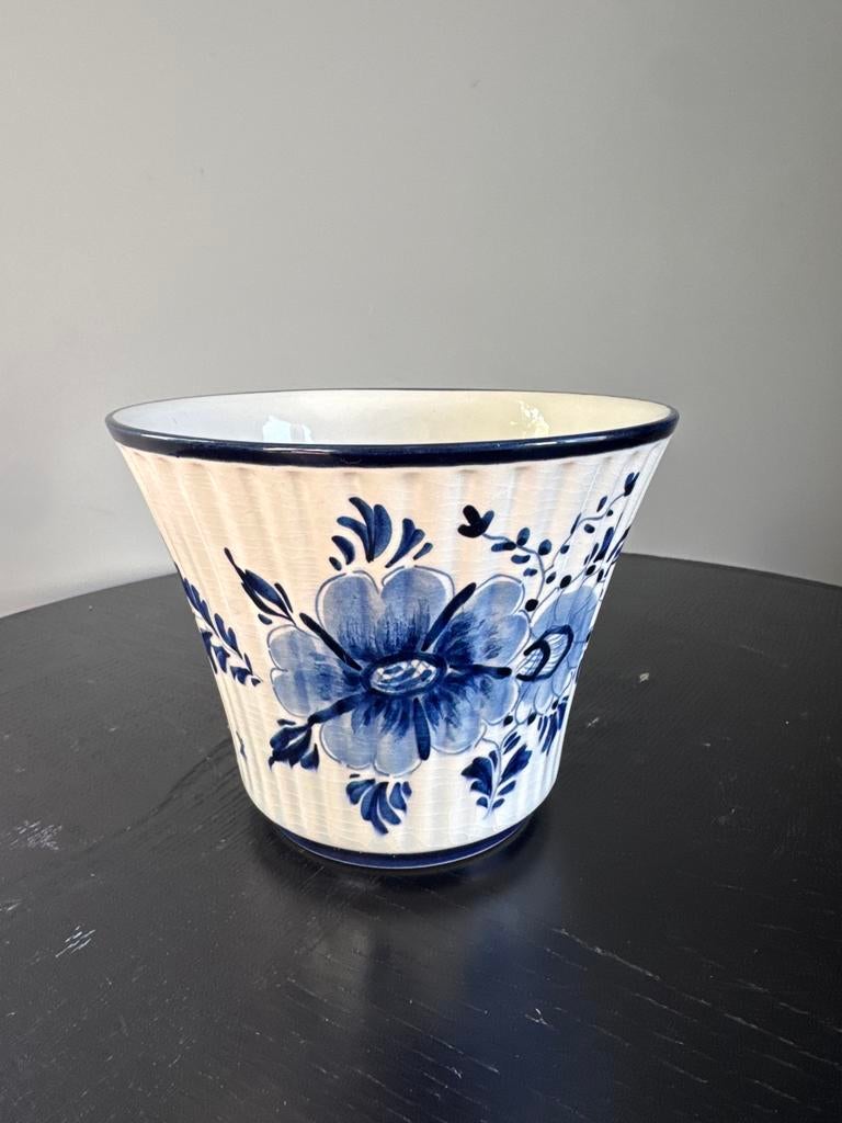 Vintage Delfts Blauw Bloempot - Handgeschilderd, Ophalen of Verzenden