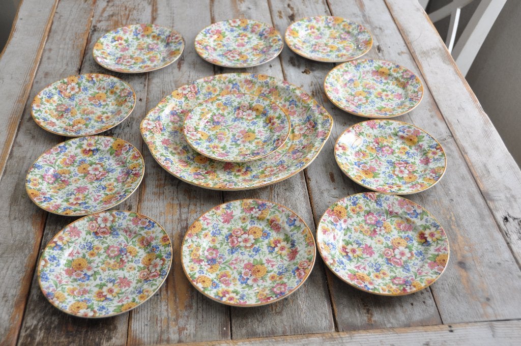 Gebakstel Mille Fleur Millefleurs Engels, Antiek en Kunst, Ophalen of Verzenden