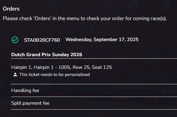 F1 Dutch GP Zandvoort 2026 – 1 x Hairpin 1 ticket Sunday, Tickets en Kaartjes, Eén persoon
