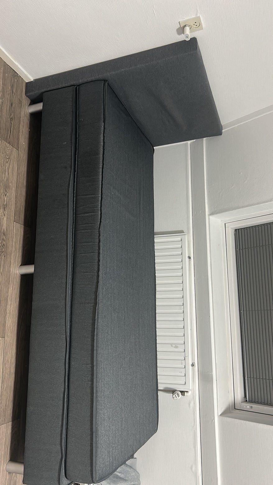 Boxspring Alta Grijs - Eenpersoonsbed, Ophalen, 90 cm, Eenpersoons, Zo goed als nieuw