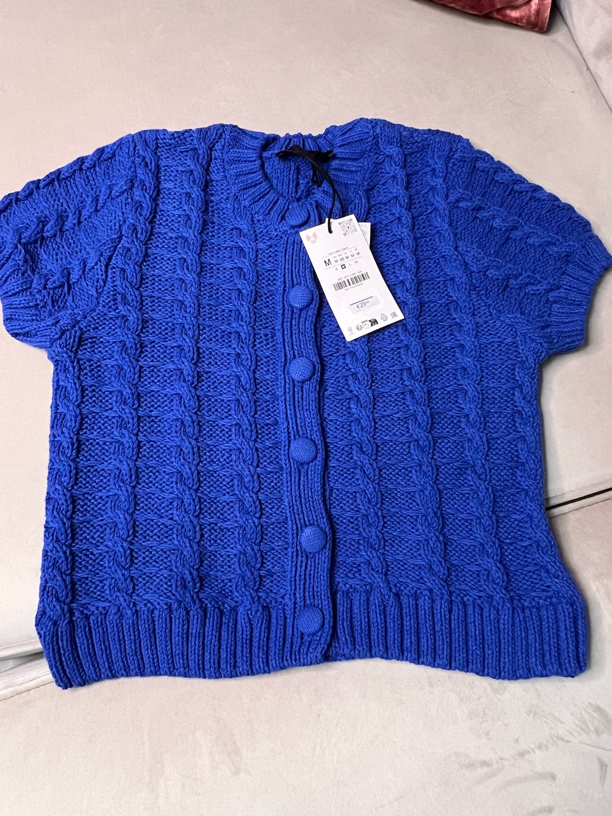 Zara gebreid vestje met korte mouwen - Kobaltblauw, Verzenden, Nieuw, Maat 38/40 (M), Blauw