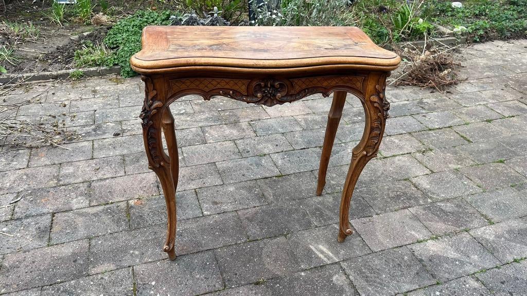 2 Antieke Bridge Tafel en 1 tafel met  Dienblad - Opknapper, Ophalen of Verzenden