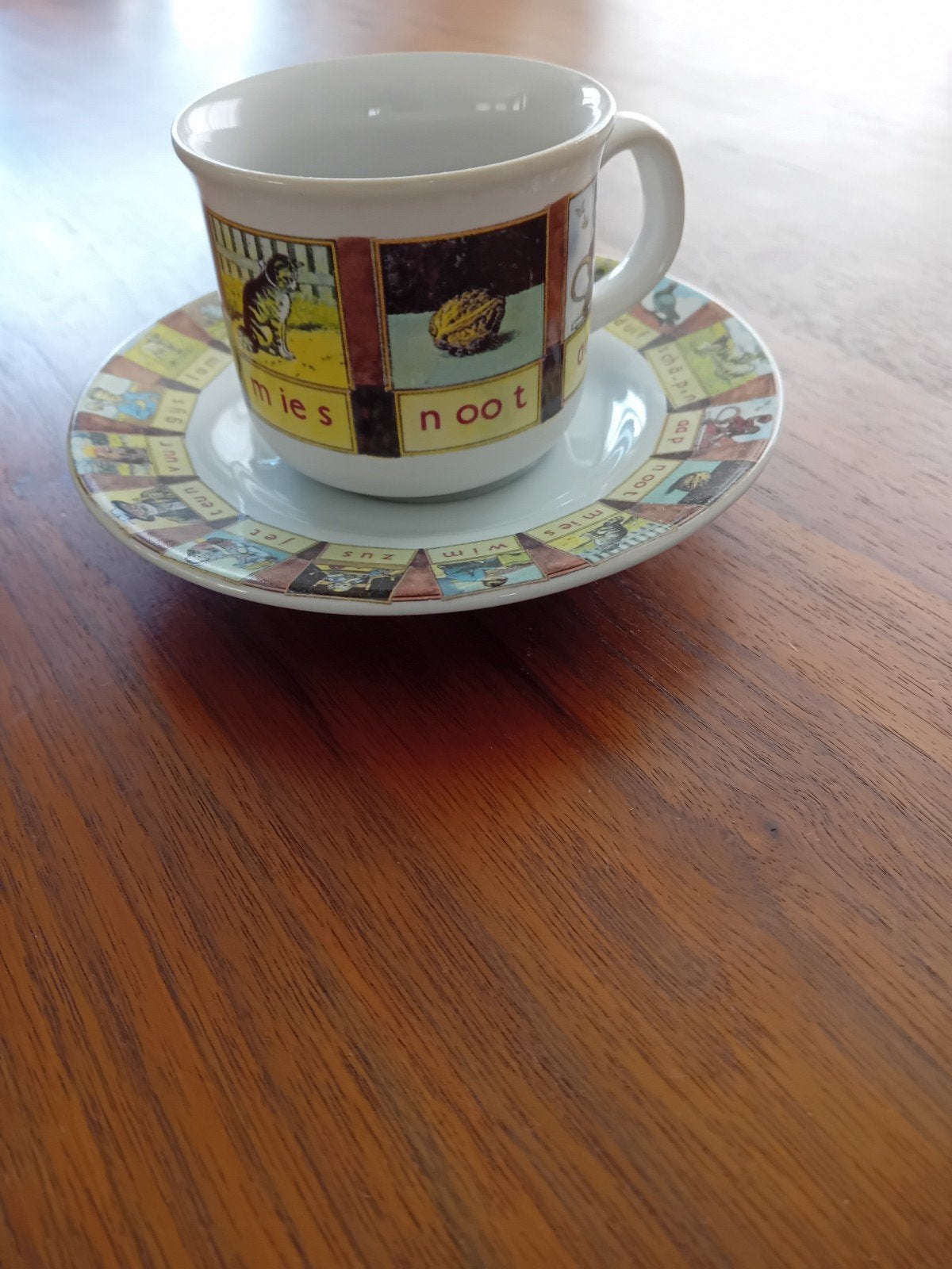 Kop en schotel Aap Noot Mies - Vintage kinder servies, Ophalen of Verzenden