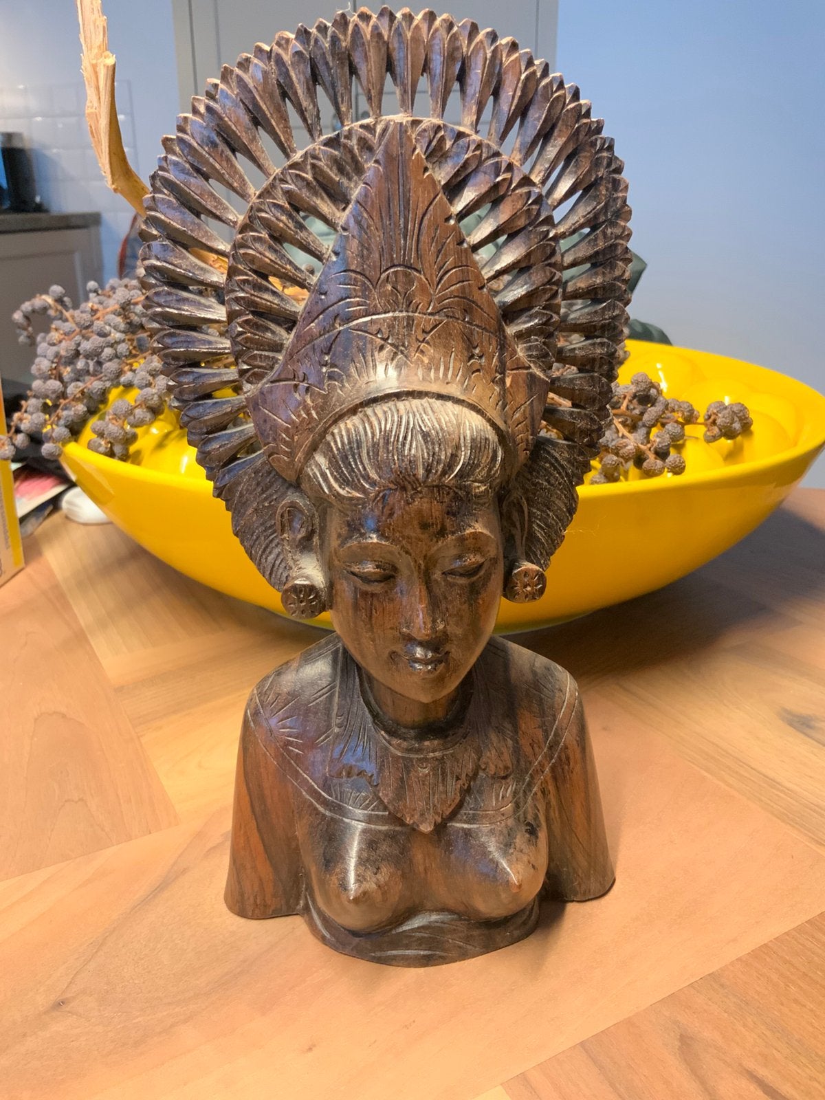 Vintage Balinees houten beeld Djanger danseres Dewi Sri, Antiek en Kunst, Ophalen of Verzenden
