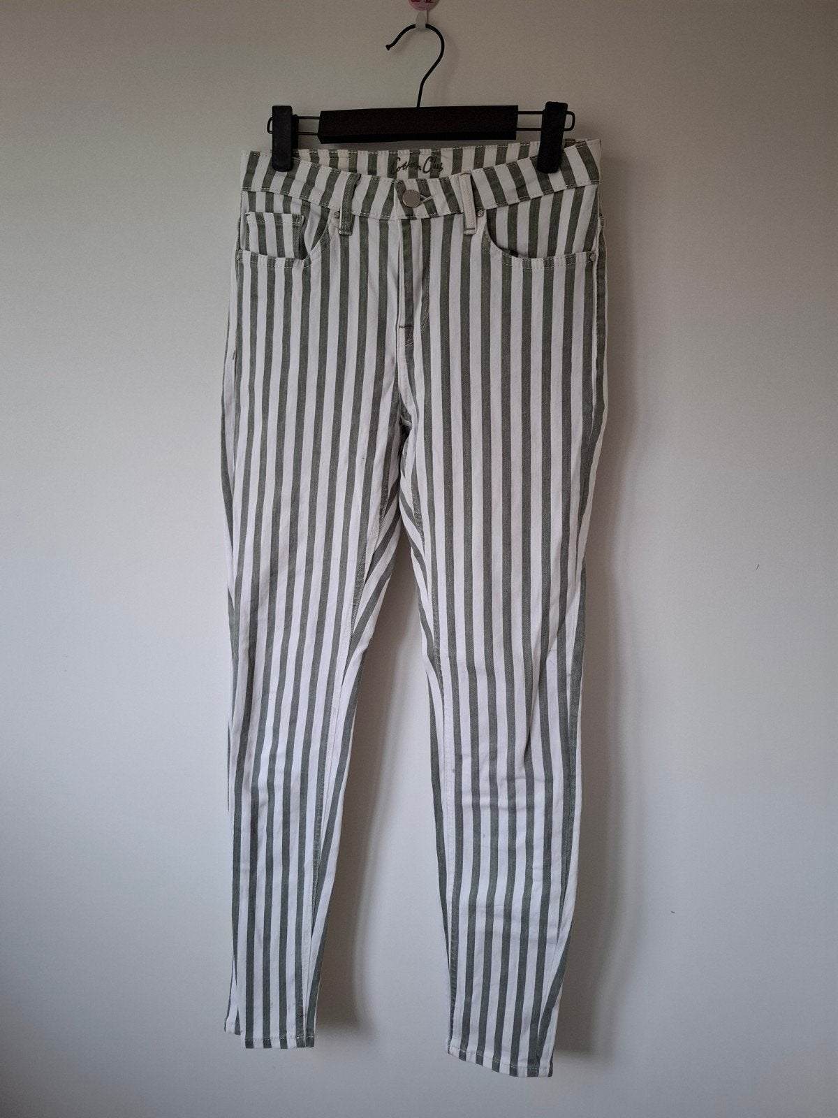 Cotton Club streepjes broek maat XS, Verzenden, Zo goed als nieuw, Lang, Groen