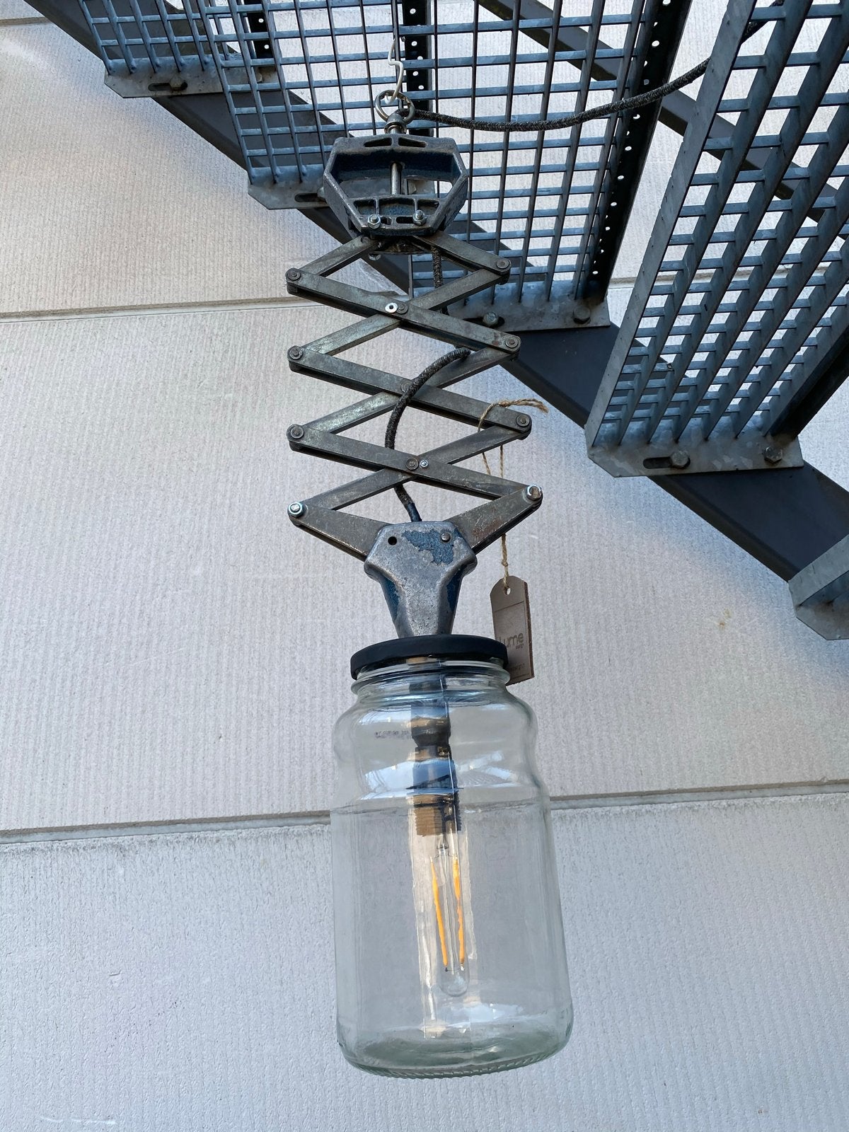Industriële Hanglamp van Oude Popnageltang, Ophalen of Verzenden, Gebruikt, Metaal, E27 (groot)