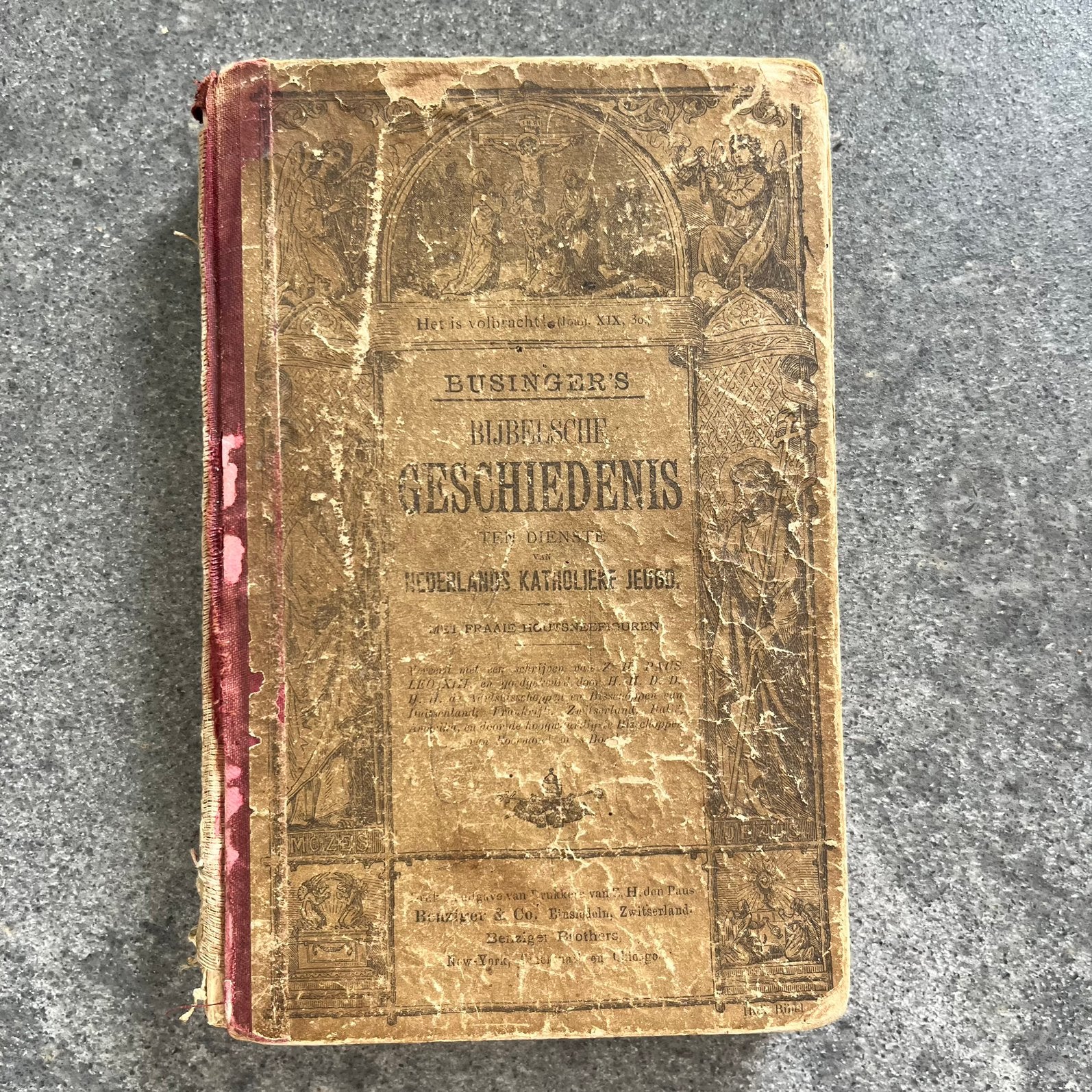Antieke kinderboek 1887: Businger's Bijbelsche Geschiedenis, Ophalen of Verzenden