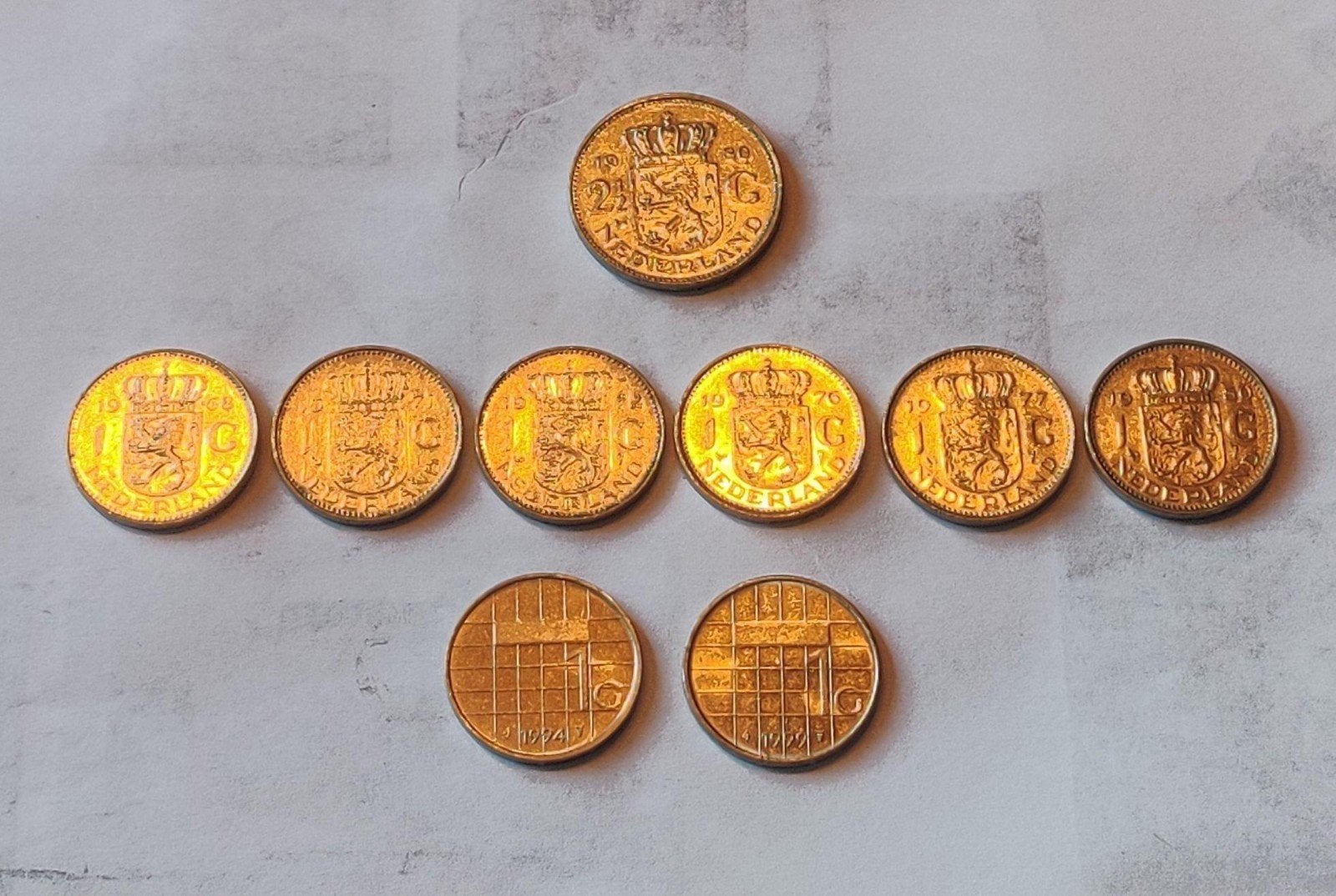 Set van 10 Nederlandse Guldens - Koningin Juliana en Beatrix, Ophalen of Verzenden, Koningin Juliana, 1 gulden, Setje