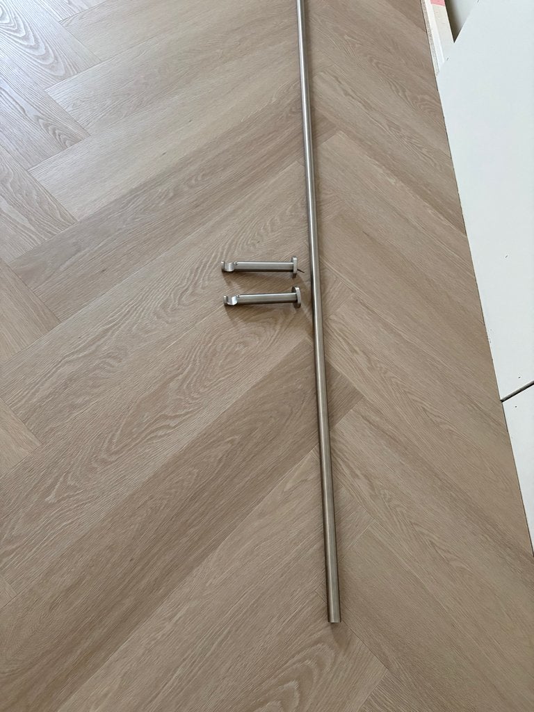 RVS gordijn roede met 2 steunen, 280cm, Ophalen of Verzenden, Zo goed als nieuw, Overige typen, Overige materialen