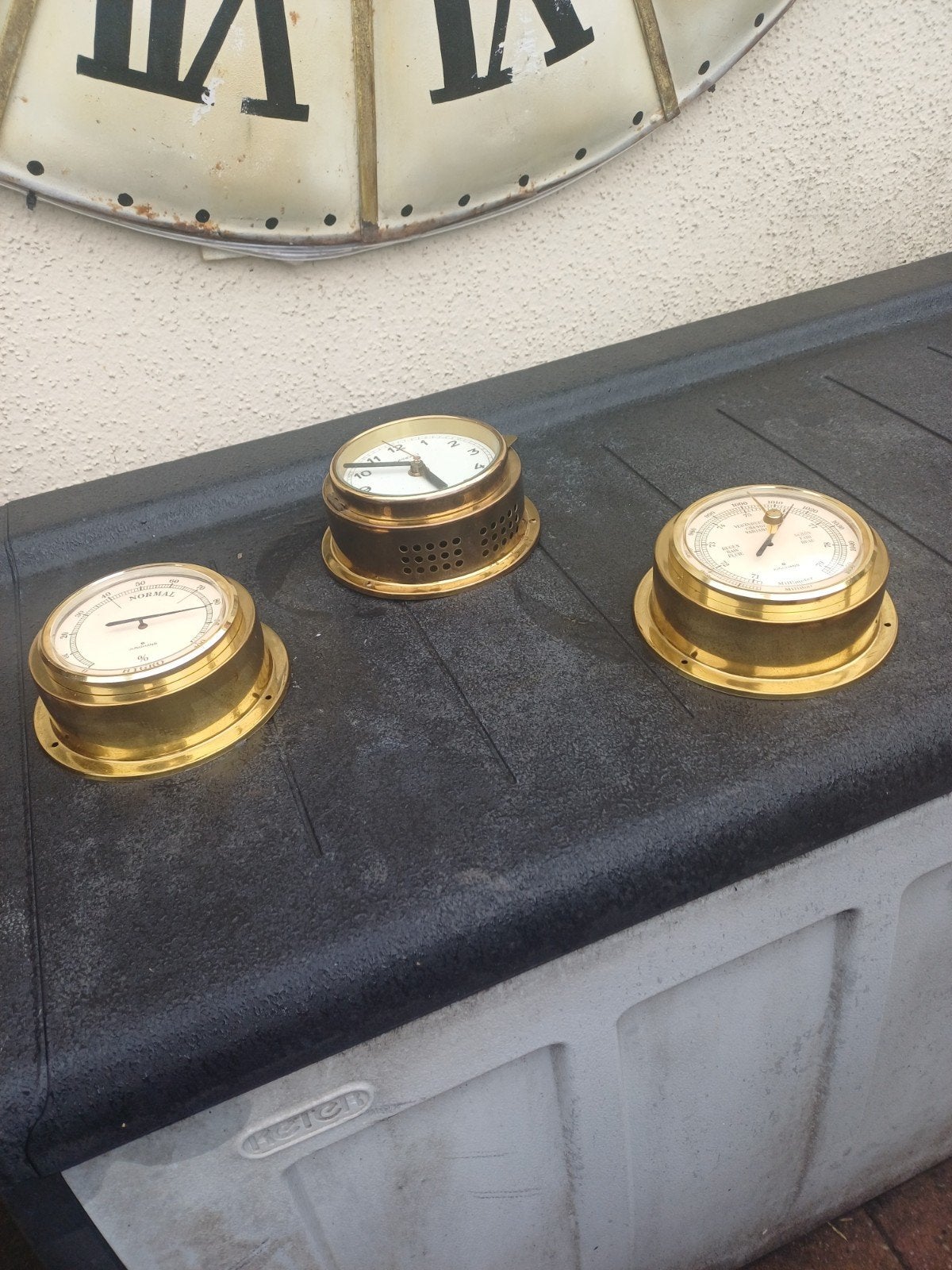 vintage  zet van 3 scheepklok.barometer.hygro meter, Ophalen, Overige typen