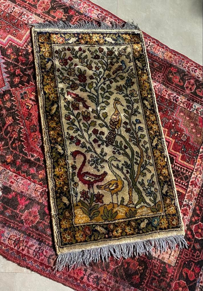 Vintage Perzisch tapijt met vogelmotief, Antiek en Kunst, Antiek | Kleden en Textiel, Ophalen of Verzenden