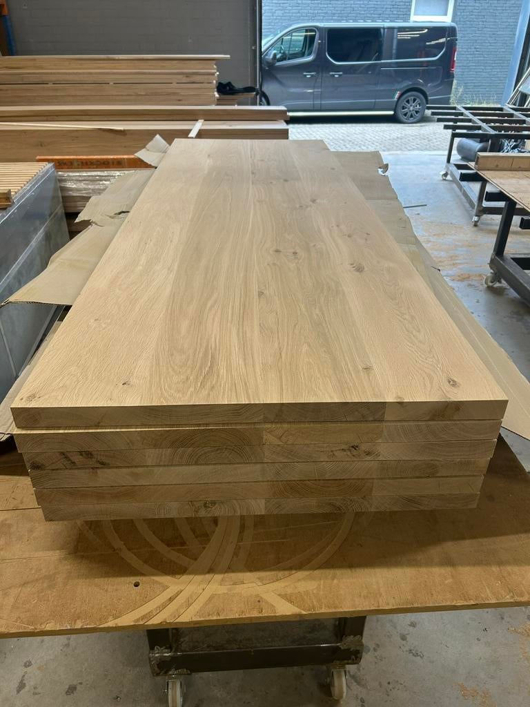 Eiken bladen te koop. 250x100x4 cm rustiek, Doe-het-zelf en Verbouw, Platen en Panelen, Nieuw, Hout, 20 tot 50 mm, Ophalen of Verzenden