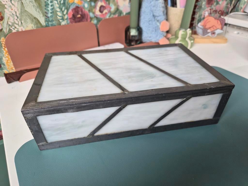 Glas in lood doosje van Dongen - 25x15x7 cm, Antiek en Kunst, Antiek | Glas en Kristal, Ophalen of Verzenden