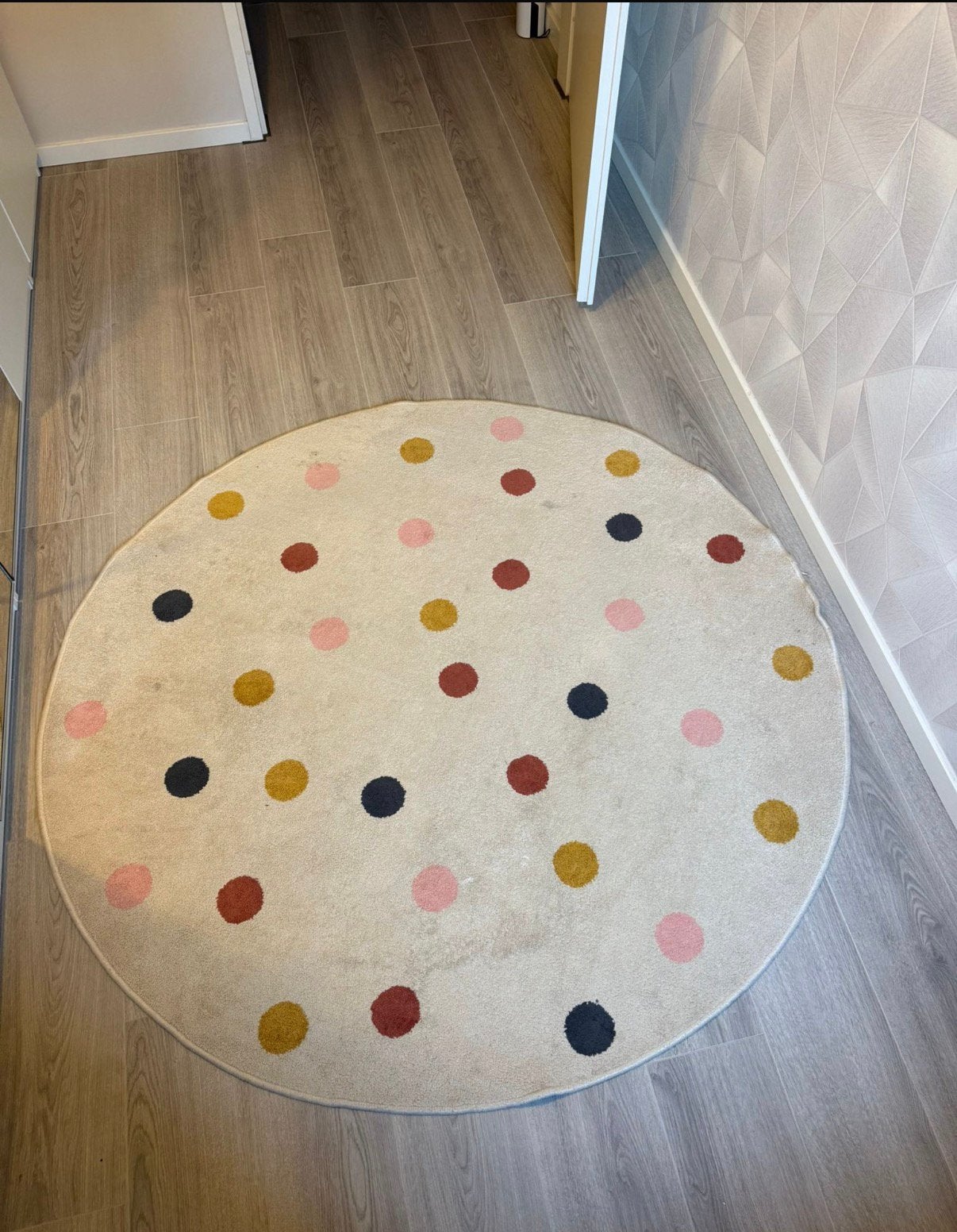 Gratis op te halen vloerkleed ø120cm, Ophalen, Gebruikt, Rond, 100 tot 150 cm
