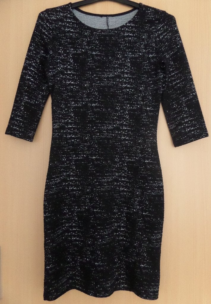 Zwart/ witte jurk met 3/4 mouwen maat 38, Kleding | Dames, Jurken, Maat 38/40 (M), Zwart, Ophalen of Verzenden, Zo goed als nieuw