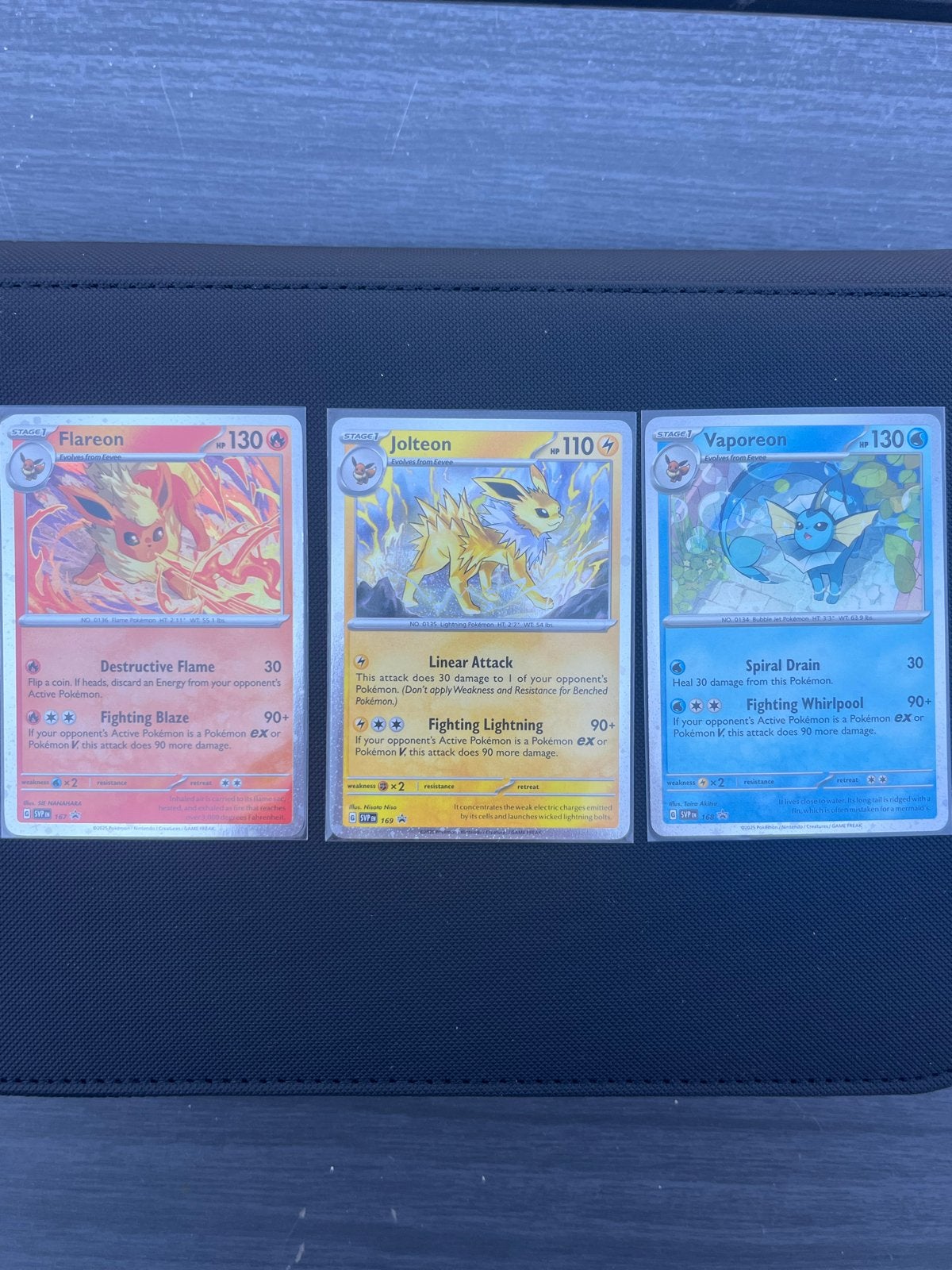 Pokémon Kaarten: Flareon, Jolteon, Vaporeon (SVP 167-169), Ophalen of Verzenden, Zo goed als nieuw, Meerdere kaarten