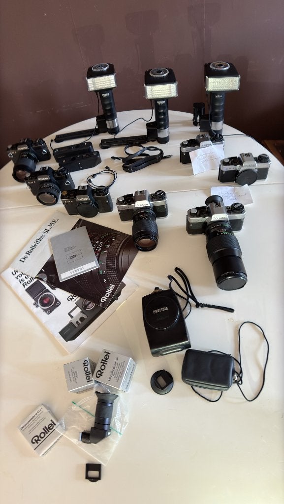 Partij Rollei: 7 Rolleiflex SL35E, 4 Lenzen,veel Accessoires, Ophalen of Verzenden, Gebruikt, Spiegelreflex, Overige Merken