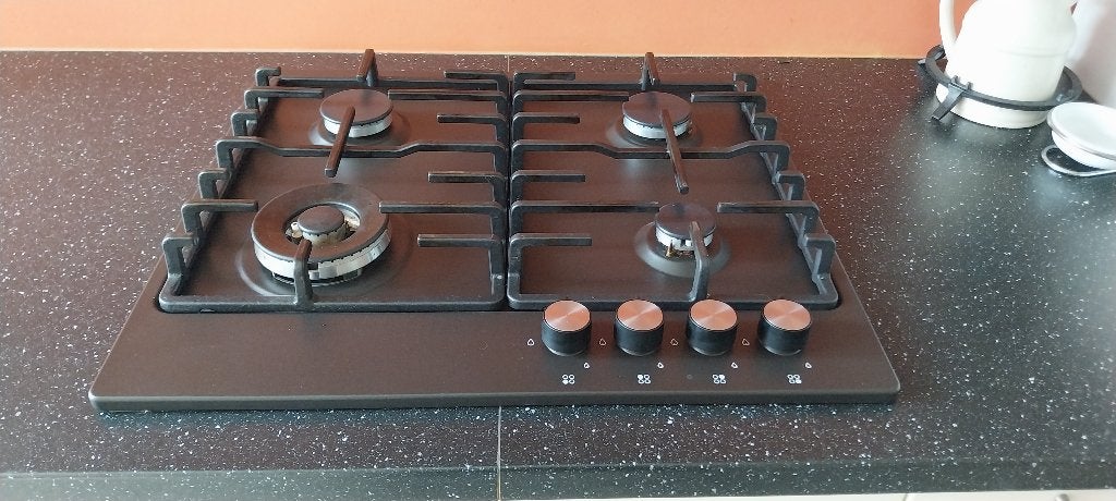 gaskookplaat, inclusief twee pannen, Ophalen, Gebruikt, 4 kookzones, Inbouw