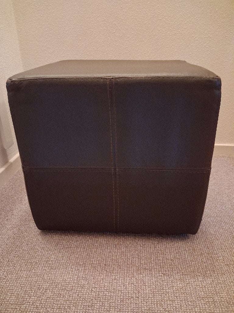 Echt leren poef donker bruin, Ophalen, Minder dan 50 cm, Gebruikt, Vierkant