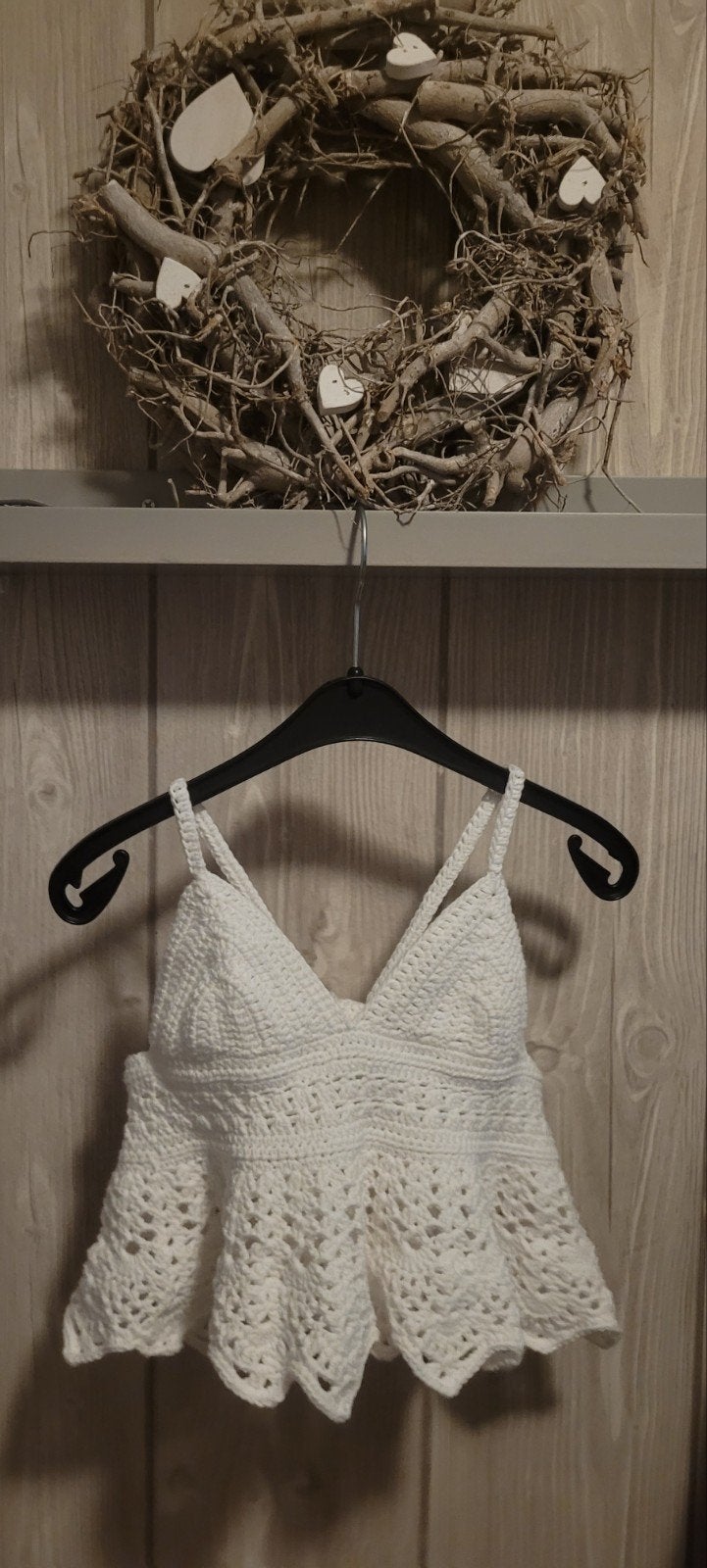 Gehaakt Meisjes PEPLUM topje ca. 6jr wit in katoen/acryl, Kinderen en Baby's, Kinderkleding | Maat 146, Ophalen of Verzenden, Nieuw