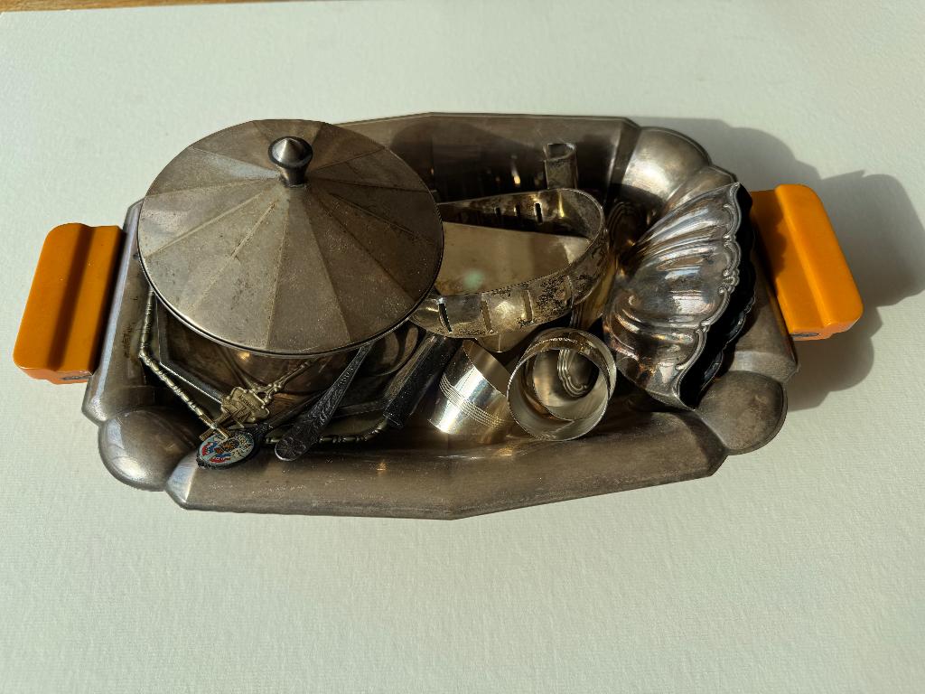 Divers verzilverde items voor eettafel o.a ART DECO Wellner, Antiek en Kunst, Ophalen of Verzenden