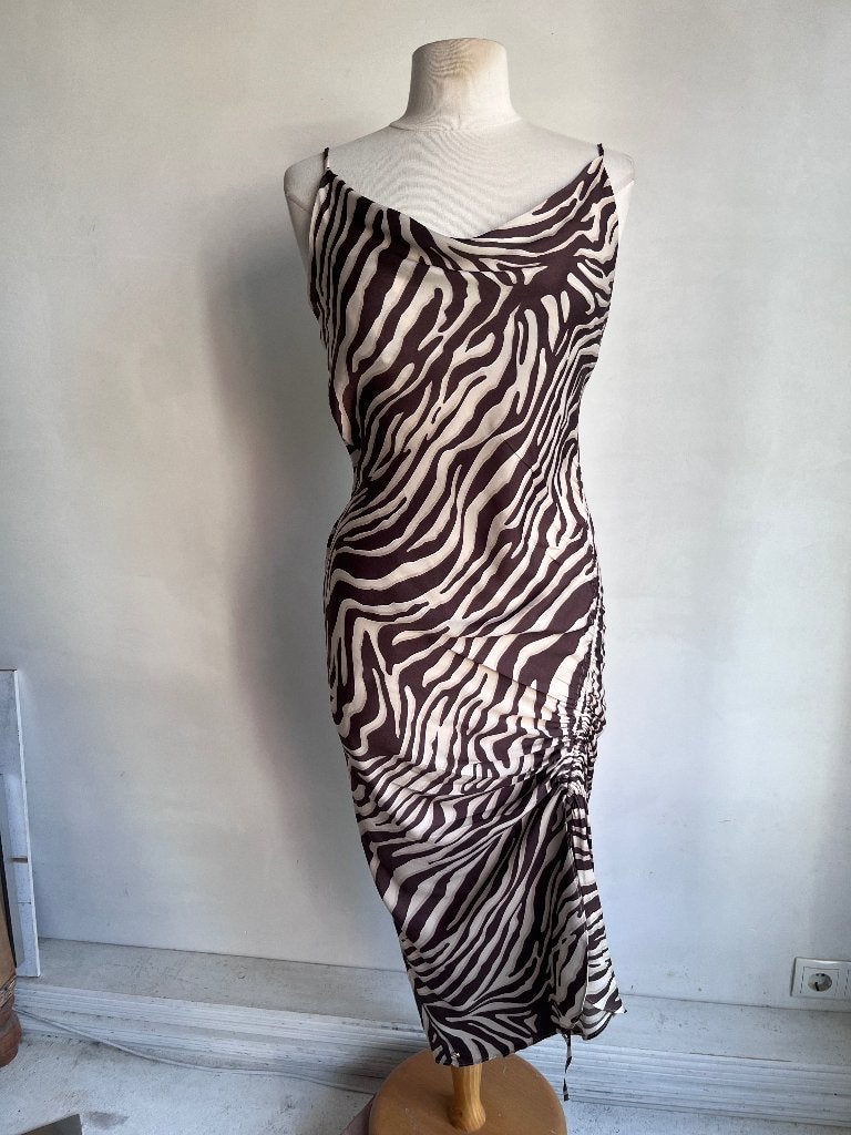 josh v jurk maat m zebra beige bruin, Maat 38/40 (M), Verzenden, Beige, Zo goed als nieuw