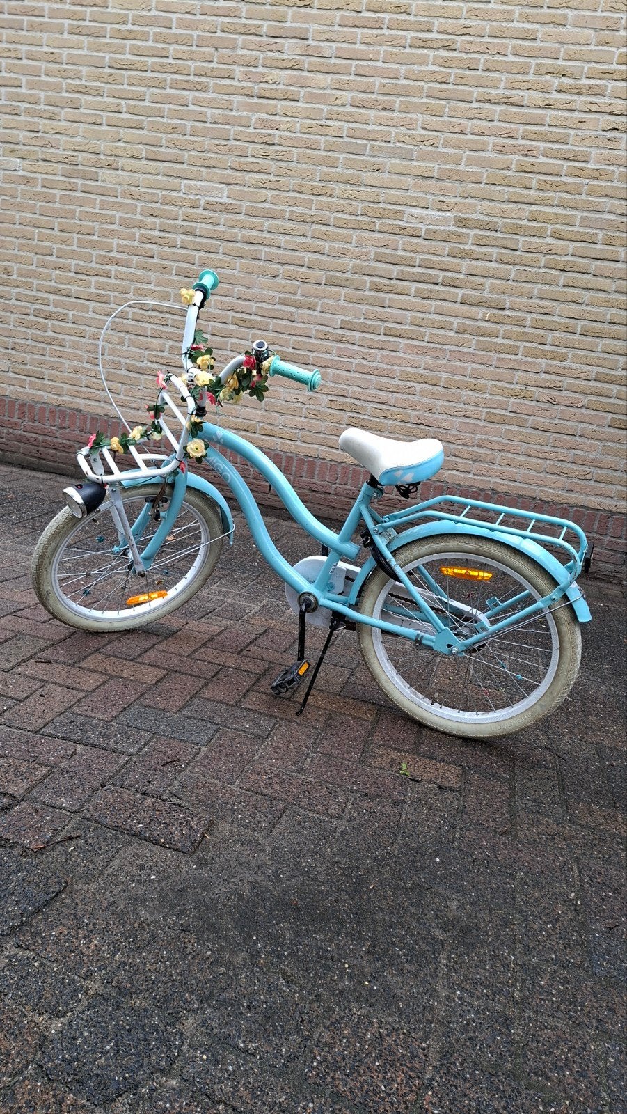 Kinderfiets lichtblauw opknapper, Ophalen, Gebruikt, Velgrem, 20 inch of meer