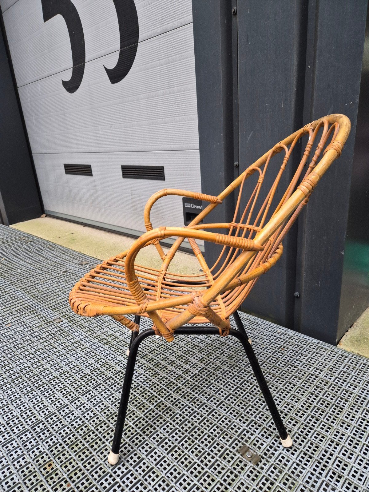 Vintage Rohé Noordwolde rotan kuipstoel. Kinderstoel, tiener, .., Gebruikt, Bruin, Rohe, niet gemerkt.