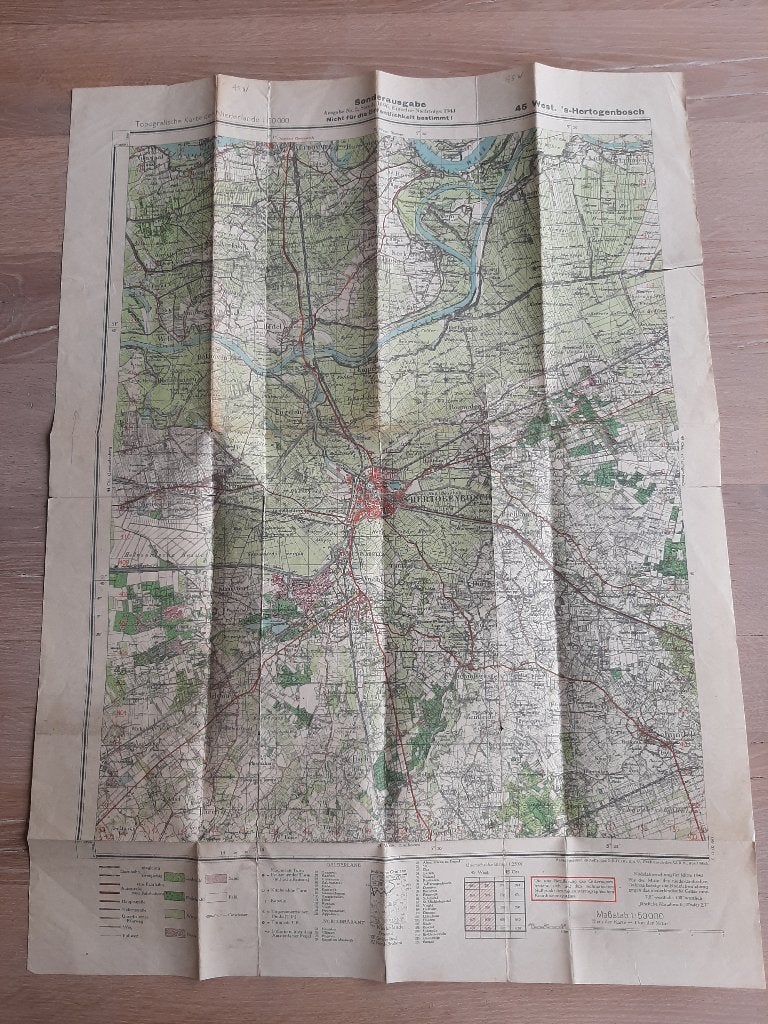 Sonderausgabe 1941 Duits militair stafkaart 's-Hertogenbosch, Boeken, Atlassen en Landkaarten, Gelezen, Duitse Wehrmacht, Ophalen of Verzenden