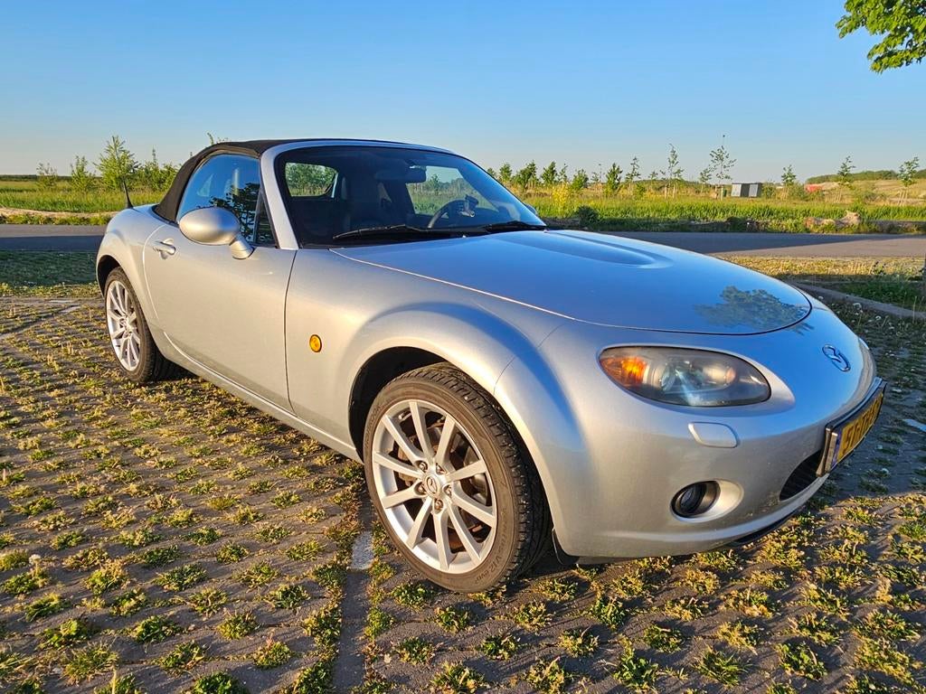 Mazda MX-5 2.0i Sportline (NC) 2006 zilver grijs 143.000 km., Achterwielaandrijving, Zwart, 4 cilinders, Cabriolet