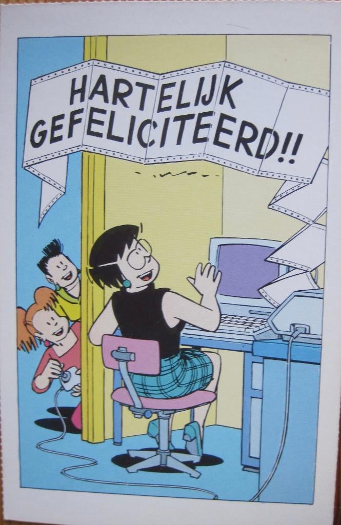 hartelijk gefeliciteerd - stripfiguur Claire uit Flair, Verzenden, 1980 tot heden, Ongelopen, Overige thema's