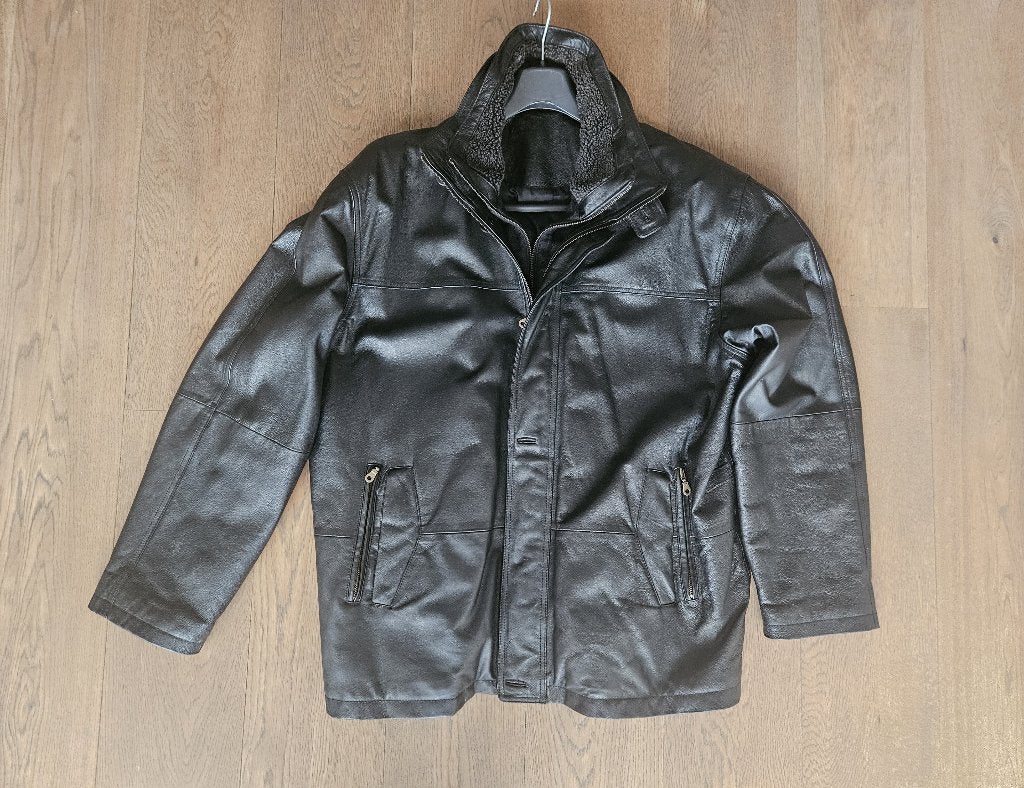 Zwarte lerenjas, Onbekend, Zwart, Maat 56/58 (XL), Ophalen of Verzenden