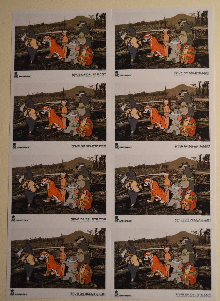 Banksy; stikkervel compleet. Greenpeace., Antiek en Kunst, Kunst | Overige Kunst, Ophalen