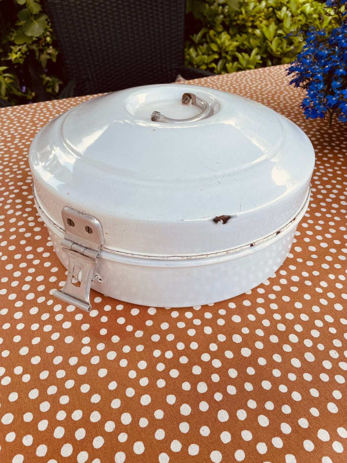 Vintage Emaille Broodtrommel - Rond - Ø 32 cm, Antiek en Kunst, Antiek | Emaille, Ophalen of Verzenden