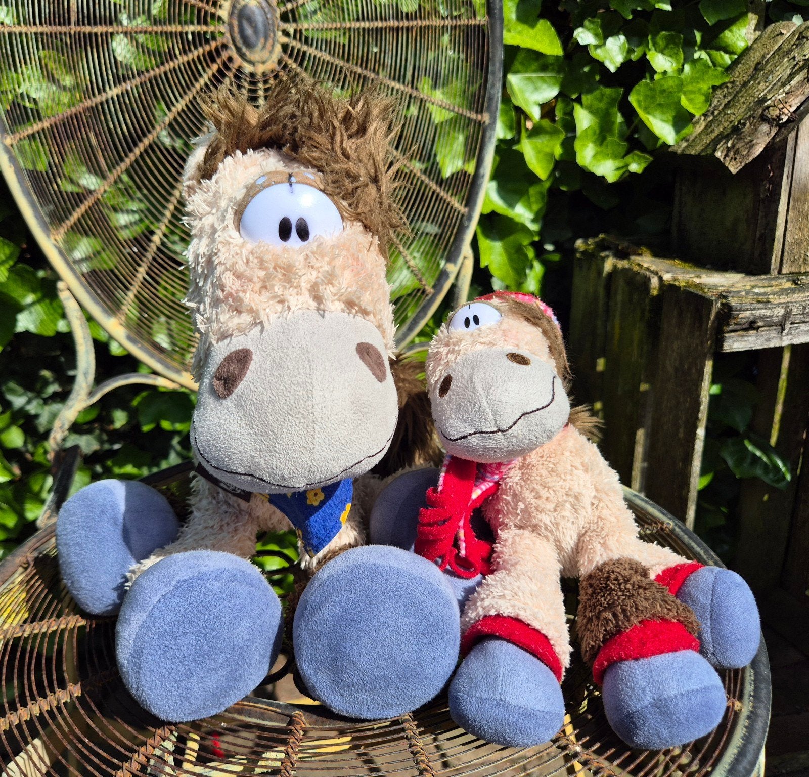 Vintage Galupy knuffels set 2 paarden retro jaren 90, Ophalen of Verzenden, Zo goed als nieuw, Knuffel