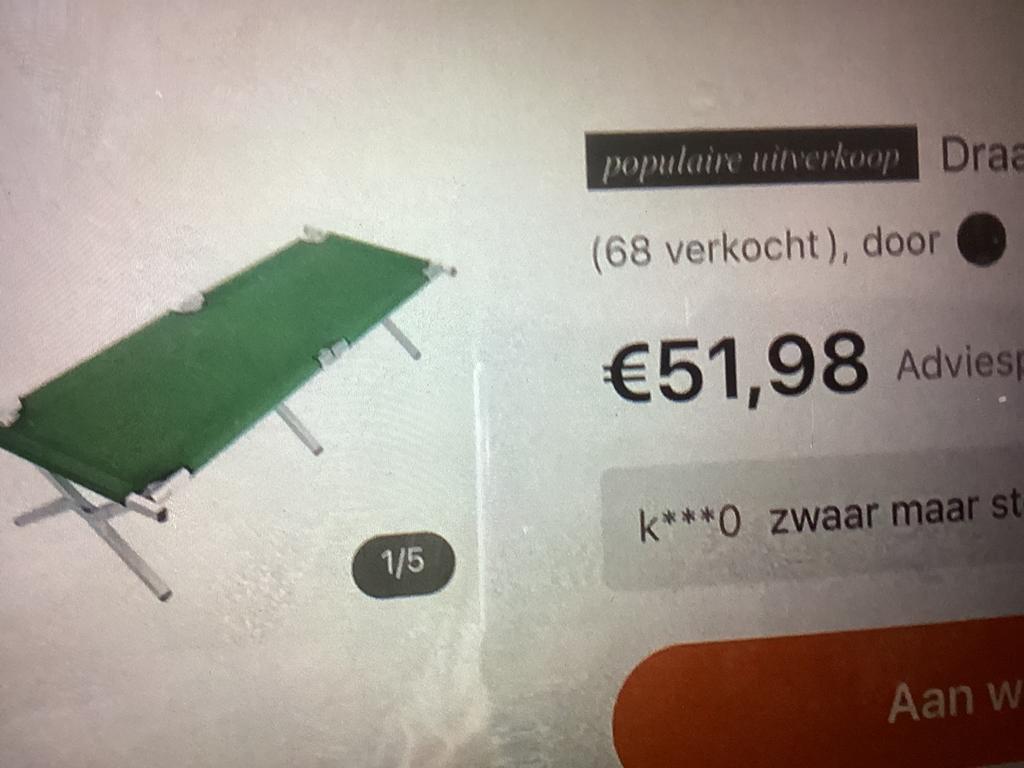 VELDBED  / CAMP BED   NIEUWE   (ALUMINIUM), Caravans en Kamperen, Ophalen of Verzenden, Zo goed als nieuw, Campingstoel