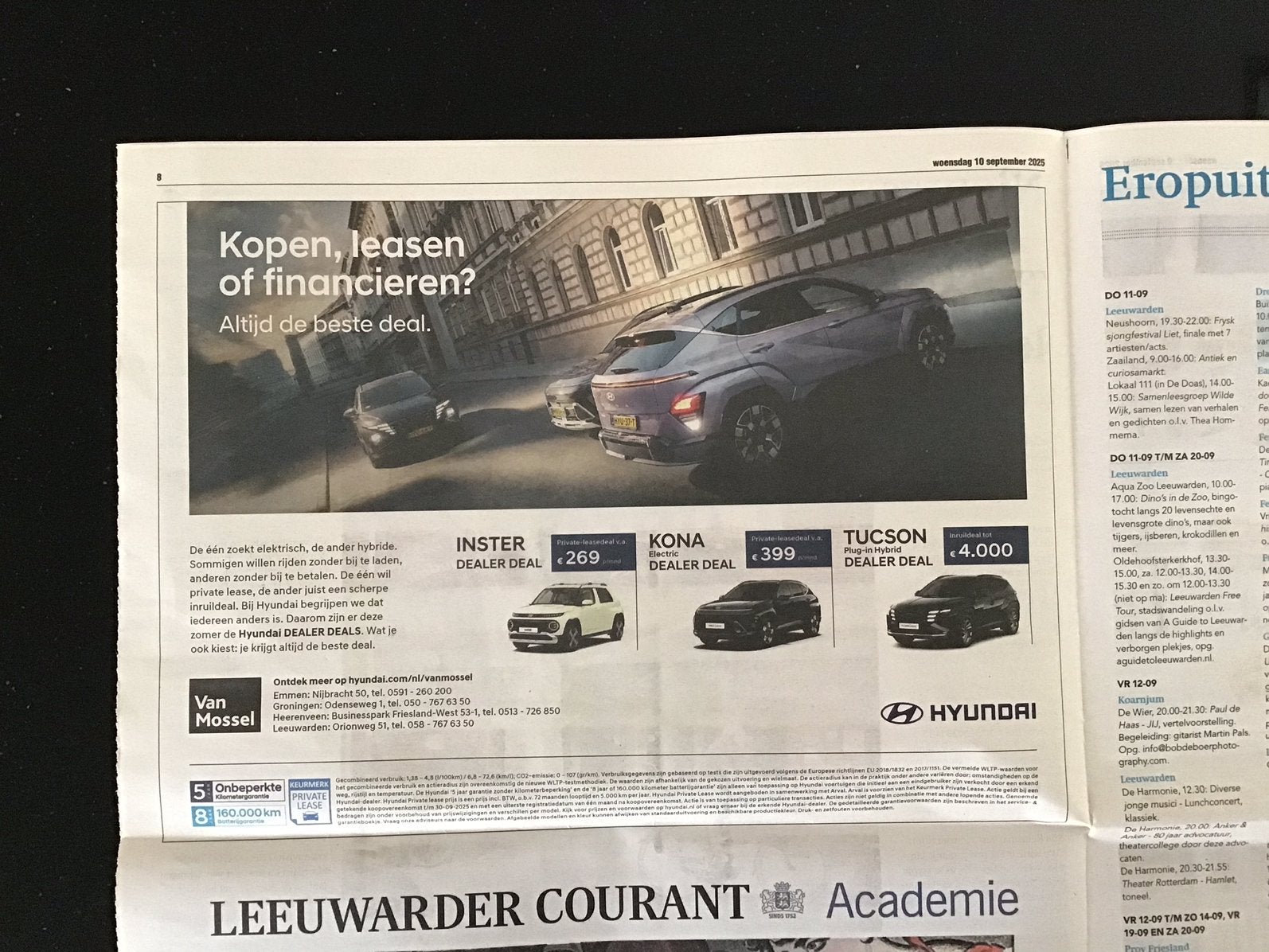 Advertentie van de Hyundai Inster, Kona en Tucson. Gratis., Verzenden, 1980 tot heden, Nederland, Knipsel(s)