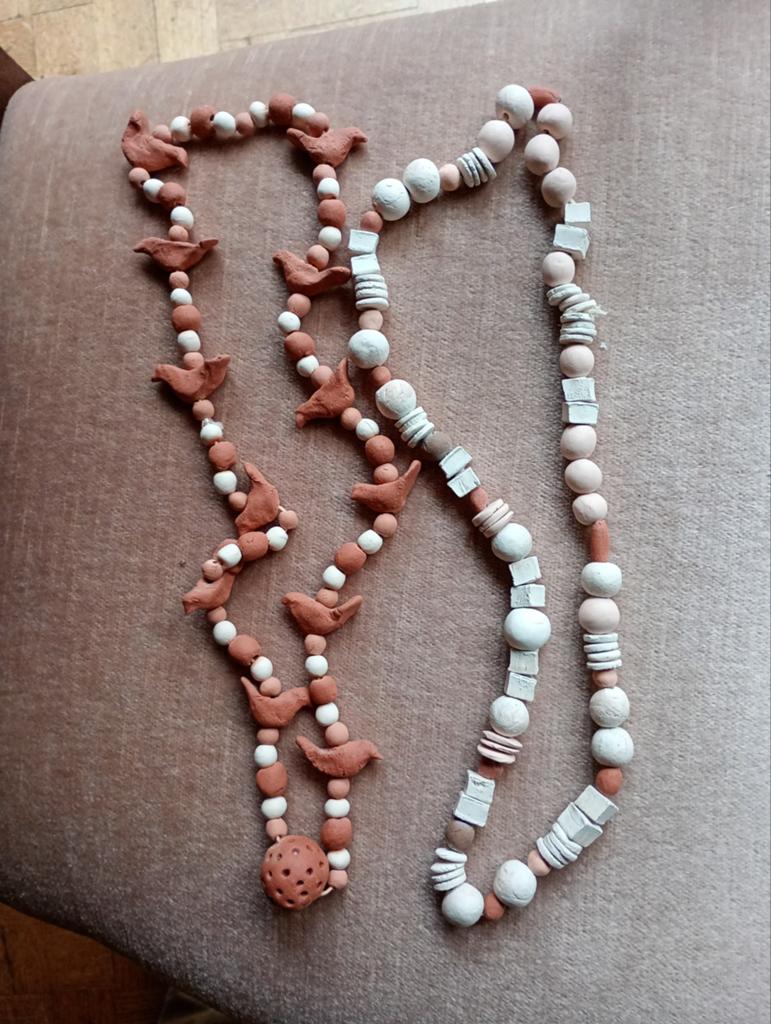 Etnische keramische kralen ketting, Ophalen, Zo goed als nieuw, Bruin, Overige materialen