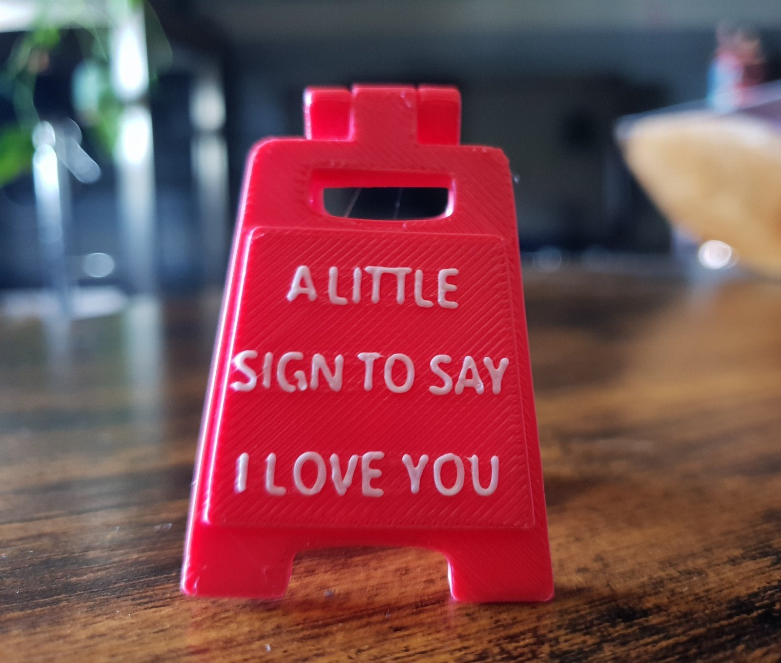 Mini 'I Love You' waarschuwingsbordje - Rood 3D geprint, Nieuw, Kunststof, Ophalen of Verzenden, Modern