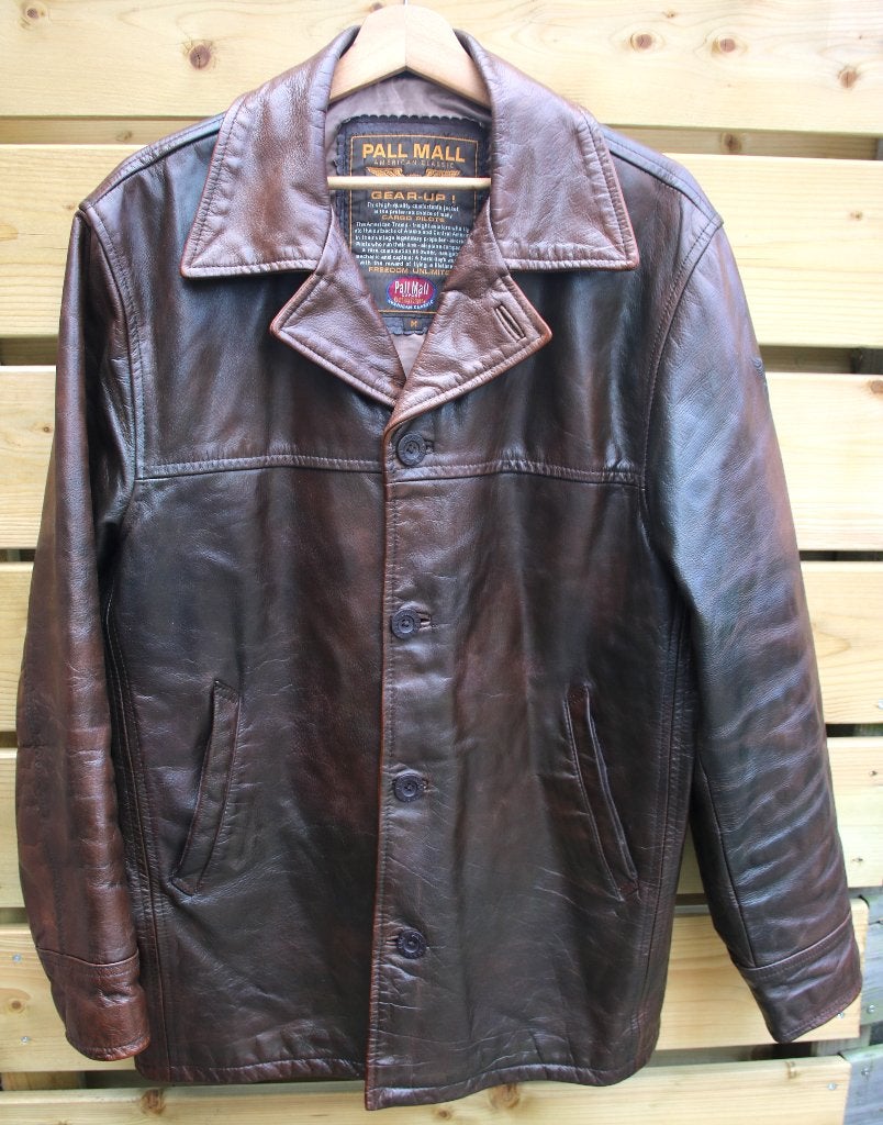 Cognac Pall Mall leren jas Medium, Ophalen of Verzenden, Zo goed als nieuw, Maat 48/50 (M), Bruin