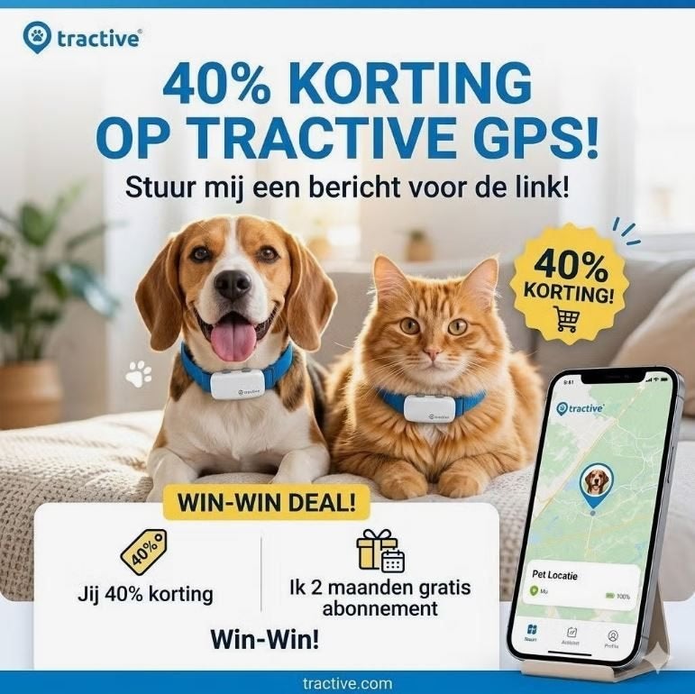 40% korting op Tractive GPS-huisdiertracker, Eén persoon, Kortingsbon, Overige typen